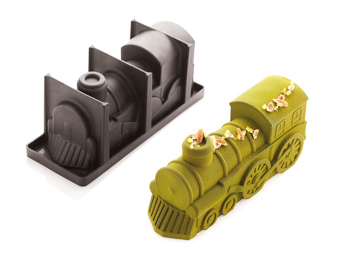 Moule à buche silicone locomotive.*ATTR