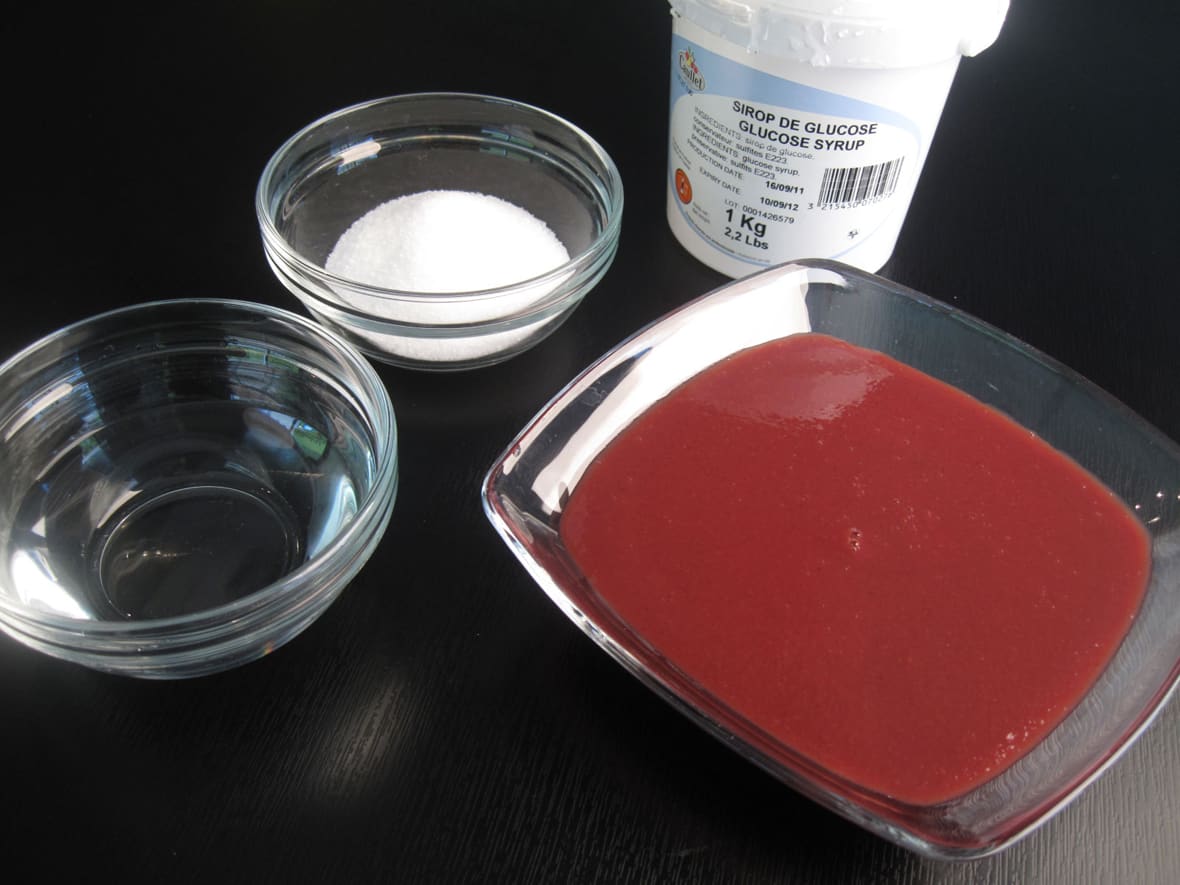 Ingrédients pour recette de sorbet.*ATTR