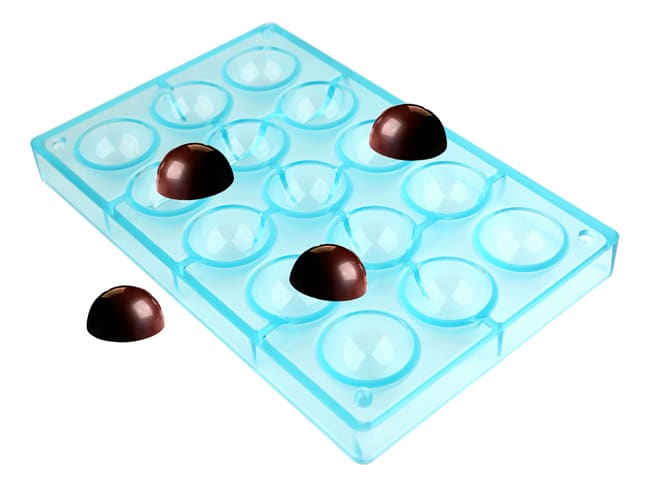Stampo da cioccolato con semi-sfere - 15 semi sfere Ø 4,1 cm - 27,5 x 17,5 cm