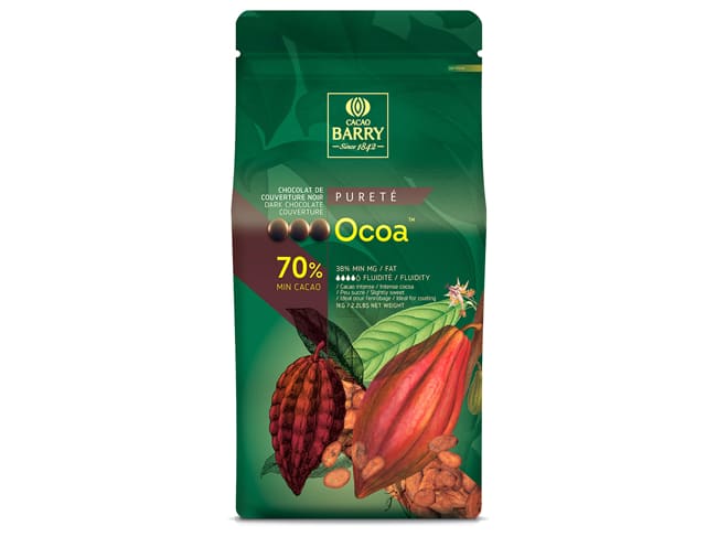 Cioccolato da copertura fondente Ocoa in pastiglie - 70% cacao - 1 kg - Cacao Barry