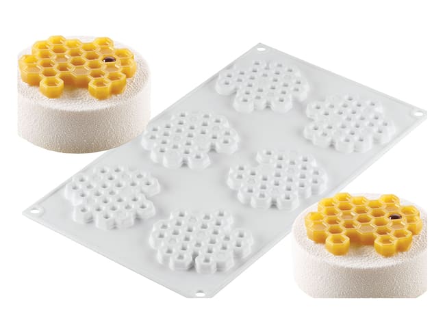 Stampo in silicone con decorazione a nido d'ape - 6 impronte - 30 x 17,5 cm - Silikomart