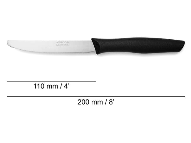 Serrated knife - Blade 11cm - Black handle - Arcos