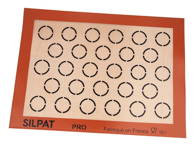 Silpat Baking Mat for Macarons - 28 marks Ø 3,5cm - 37.5 x 27.5cm - Demarle