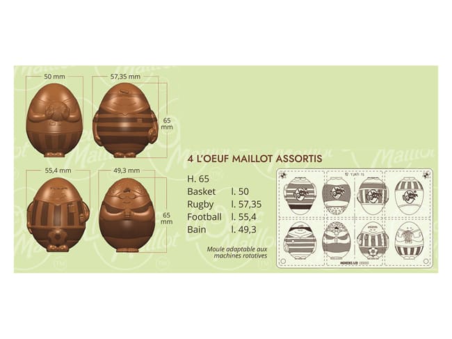 Easter Egg Chocolate Mould - Swimming, basketball, soccer, rugby - L'Oeuf Maillot