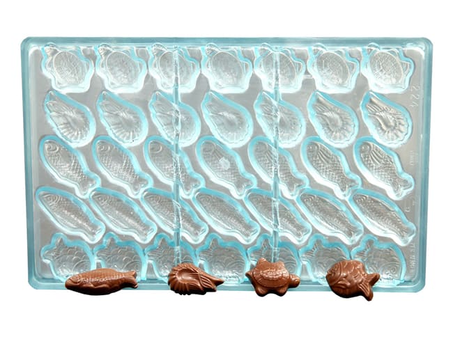 Tritan Chocolate Mould - 35 Fish & Seashell Shapes - 27,5 x 17,5cm