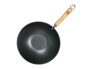 Non-Stick Black Steel Wok with Flat Bottom