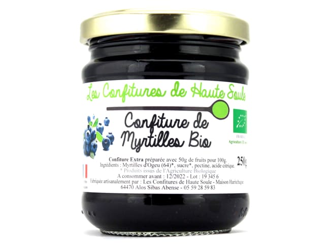 Organic Blueberry Jam - Pot of 250g - Confitures de Haute Soule