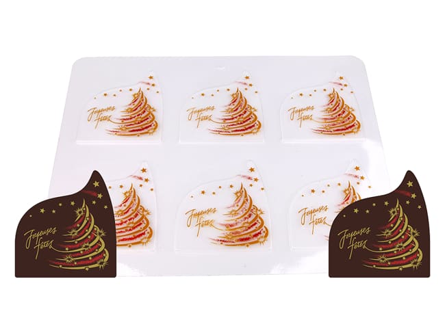 Yule Log Tip Chocolate Mould - Christmas tree & stars