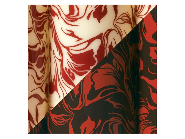 Chocolate transfer sheet - red marbling - Pack of 10 sheets - Décors et Créations