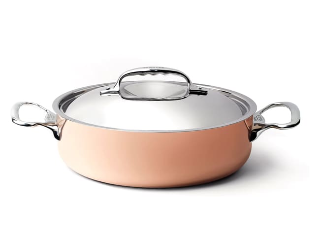 Copper/Stainless Steel Sauté Pan with Handles & Lid - Prima Matera - Ø 24cm - De Buyer