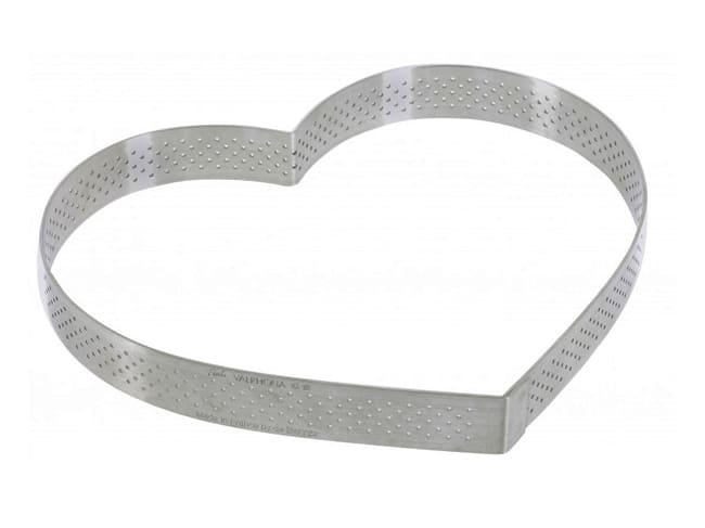 Stainless Steel Perforated Tart Ring - Heart - Ø 8cm - De Buyer