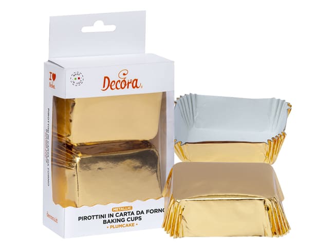 Golden Mini Loaf Cake Liners (x 20) - 8 x 5 x H 3.2cm - Decora
