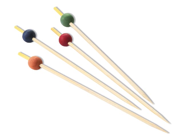 Bamboo Picks with Colour Beads (x 200) - 15cm - Matfer