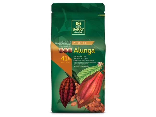 Alunga Milk Chocolate Couverture Pistoles - 41% cocoa - 1kg - Cacao Barry