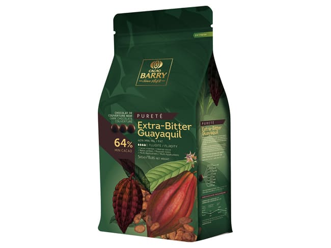 Extra-Bitter Guayaquil Dark Chocolate Couverture Pistoles - 64% cocoa - 5kg - Cacao Barry