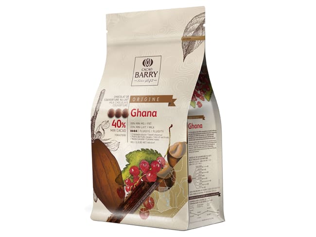 Ghana Milk Chocolate Couverture Pistoles - 40% cocoa - 1kg - Cacao Barry