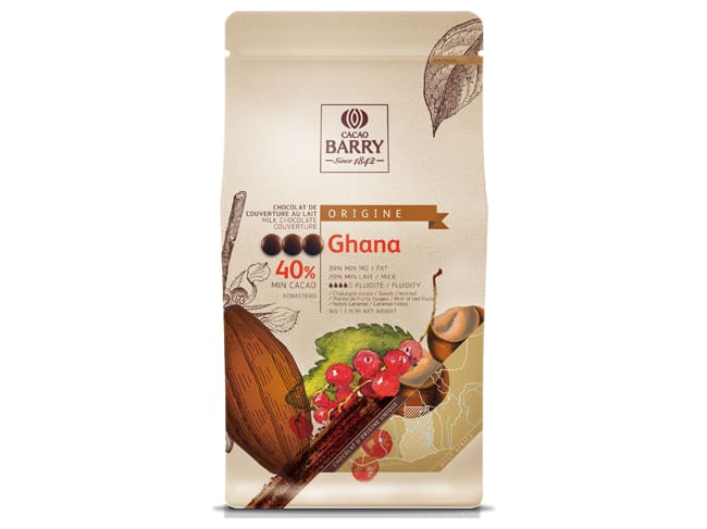 Ghana Milk Chocolate Couverture Pistoles - 40% cocoa - 1kg - Cacao Barry