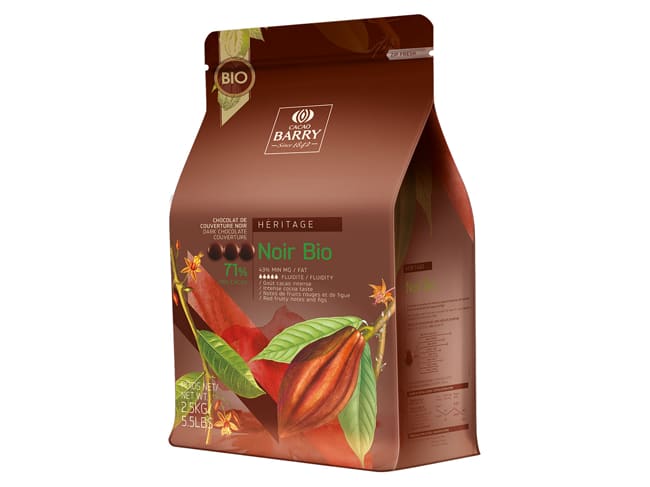 Organic Dark Chocolate Couverture Pistoles - 71% cocoa - 2,5kg - Cacao Barry