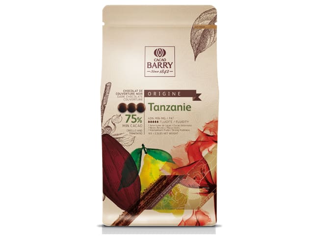 Tanzanie Dark Chocolate Couverture Pistoles - 75% cocoa - 1kg - Cacao Barry