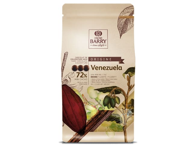 Venezuela Dark Chocolate Couverture Pistoles - 72% cocoa - 1kg - Cacao Barry