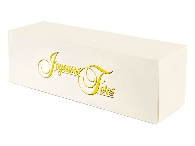 Yule Log Box "Joyeuses Fêtes" - 20 x 10 x 10cm