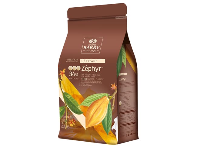 Zéphyr White Chocolate Couverture Pistoles - 34% cocoa - 1kg - Cacao Barry