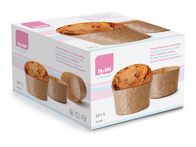 Set of 5 Panettone Paper Moulds - Ø 18cm - Ibili