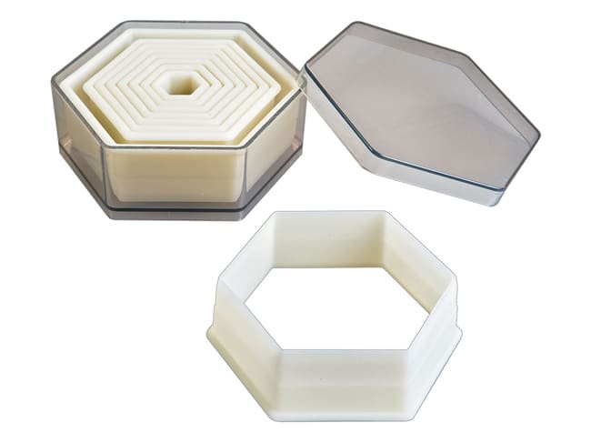 Plain Hexagon Pastry Cutters - Set of 9 - Ibili