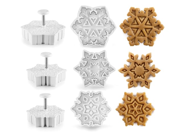 Pusher cookie cutter (x 3) - Snowflake shape - Ibili