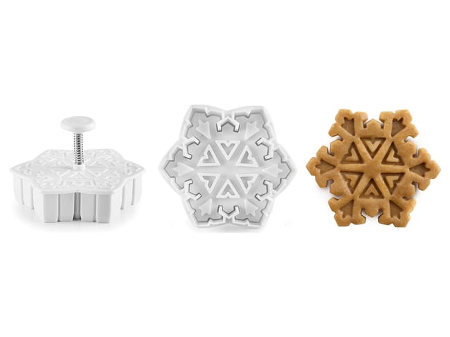 Pusher cookie cutter (x 3) - Snowflake shape - Ibili