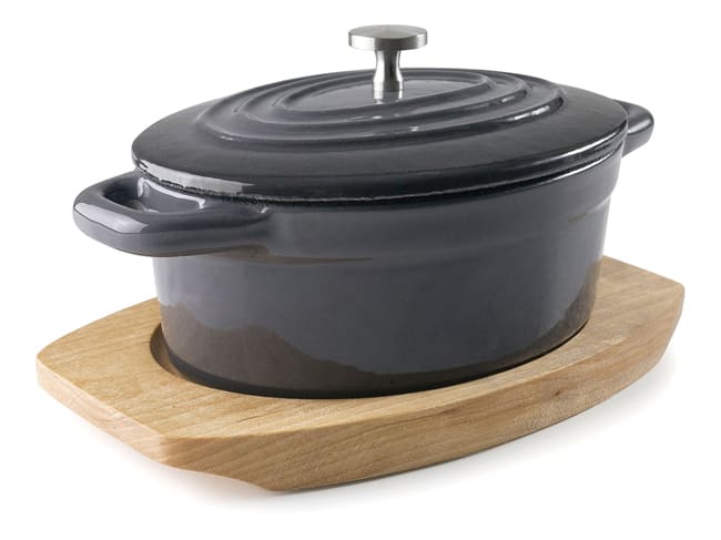 Grey Cast Iron Oval Mini Casserole - 13 x 10cm - Lacor