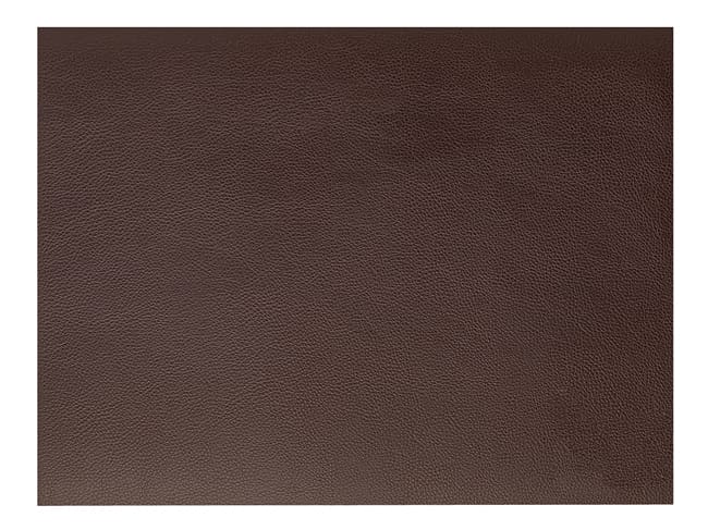 Rectangular Leather Table Mat - Brown, Grainy Finish - Lacor