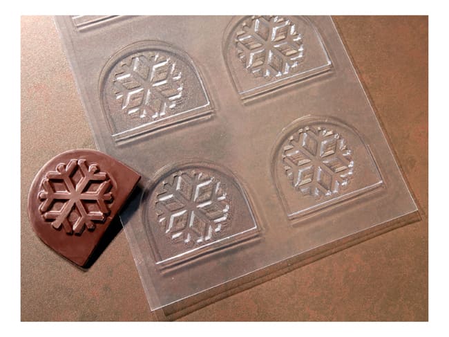 Plastic Mould for Decorated Yule Log Tips - 6 Snowflakes