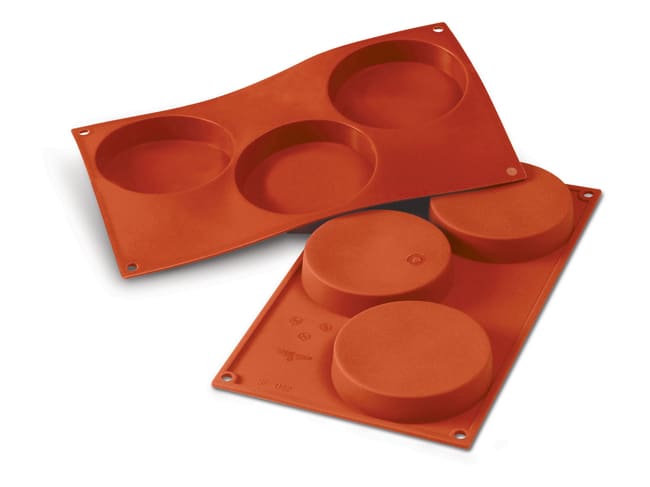 Flexible Silicone Mould - 3 Florentine Shapes Ø 10,3cm - 30 x 17cm - Silikomart