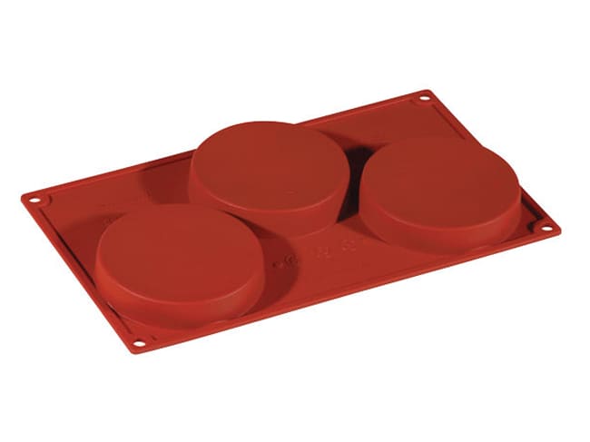 Flexible Silicone Mould - 3 Florentine Shapes Ø 10,3cm - 30 x 17cm - Silikomart