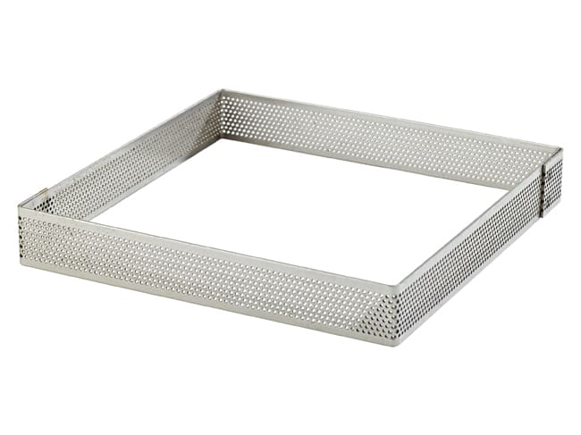 Perforated Stainless Steel Square Ring - ht 2cm - 16 x 16cm - Mallard Ferrière