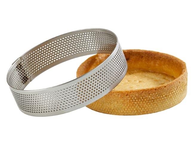 Perforated Stainless Steel Tart Ring - ht 2cm - Ø 10cm - Mallard Ferrière