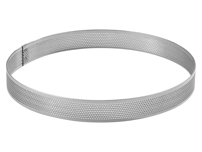 Perforated Stainless Steel Tart Ring - ht 2cm - Ø 18cm - Mallard Ferrière