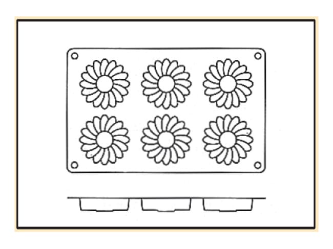 Flexible Silicone Mould - 6 Daisies Ø 7cm - 30 x 17,5cm - Silikomart