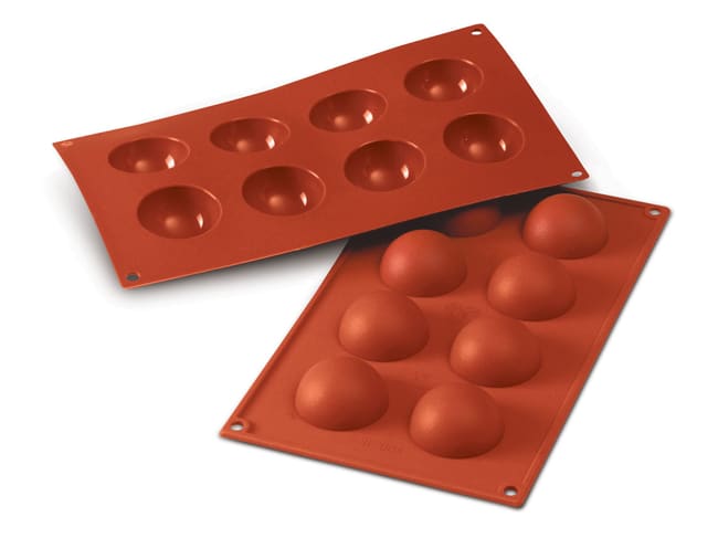 Flexible Silicone Mould - 8 Half Spheres Ø 5cm - 30 x 17,5cm - Silikomart