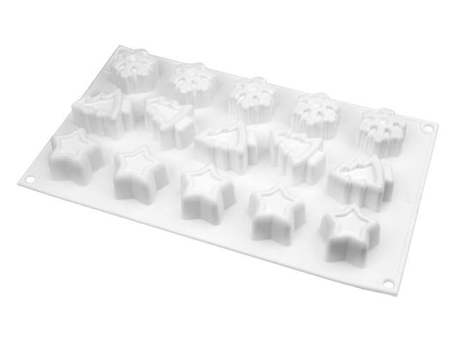 Flexible Silicone Mould - 15 Christmas Shapes - 30 x 17,5cm - Silikomart