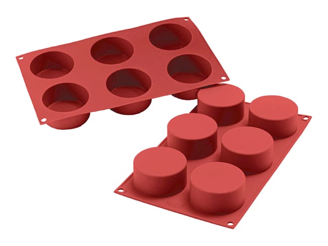 Flexible Silicone Mould - 6 Cylinders Ø 7cm - 30 x 17,5cm - Silikomart