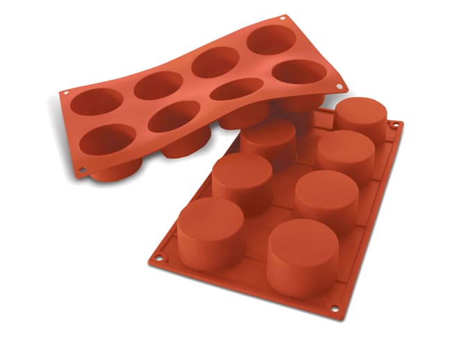 Flexible Silicone Mould - 8 Cylinders Ø 6cm - 30 x 17,5cm - Silikomart