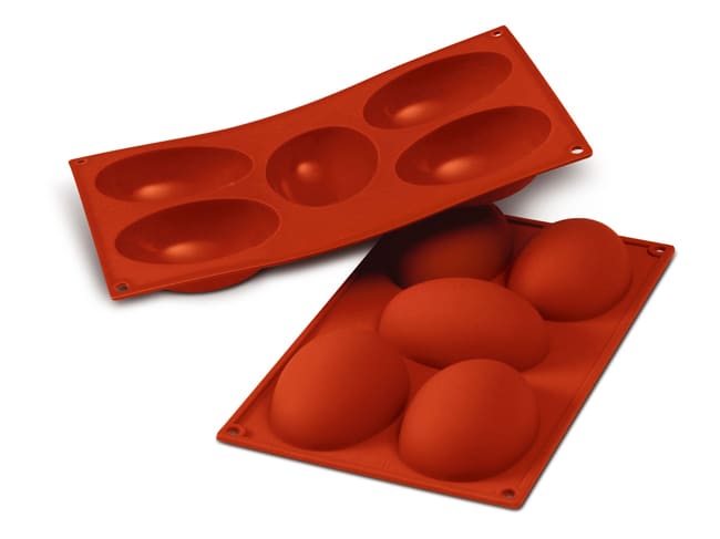 Flexible Silicone Mould - 5 Half Eggs 10 x 7,3cm - 30 x 17,5cm - Silikomart