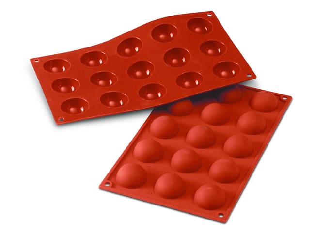 Flexible Silicone Mould - 15 Half Sphere Ø 4cm - 30 x 17,5cm - Silikomart