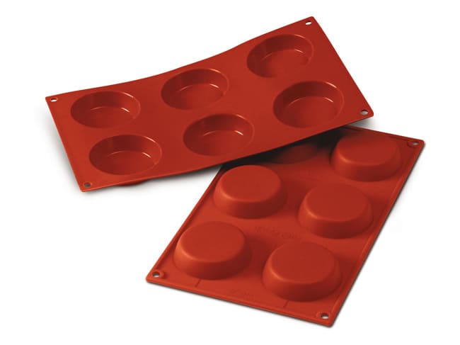 Flexible Silicone Mould - 6 Round Millassons Ø 8cm - 30 x 17,5cm - Silikomart