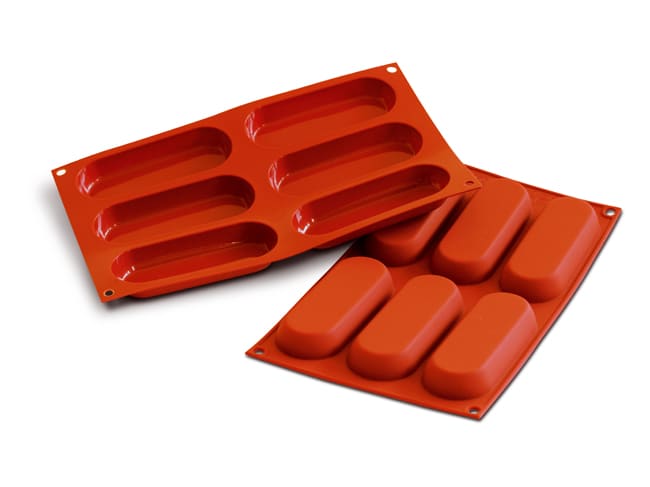 Flexible Silicone Mould - 6 Oval Rectangles 13 x 5cm - 30 x 17,5cm - Silikomart