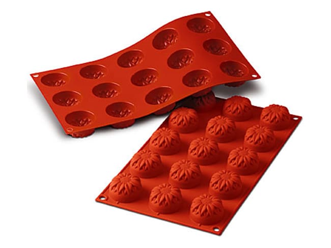 Flexible Silicone Mould - 15 Sunflower Shapes Ø 4,4cm - 30 x 17,5cm - Silikomart