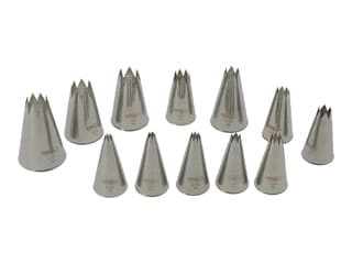 Set of 12 Stainless Steel Fluted Piping Nozzles