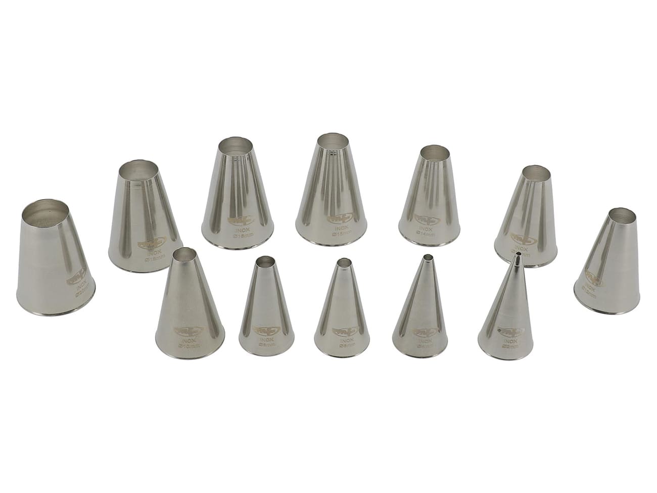 Set of 12 Stainless Steel Plain Piping Nozzles Mallard Ferrière